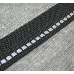 Sangle de sac polyester noir avec bande réfléchissante 20mm - auchtibouton