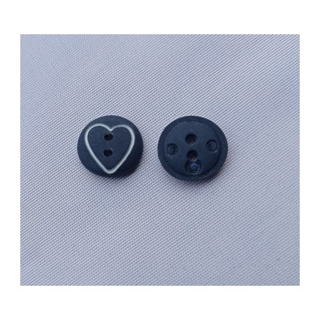 Bouton coeur bleu marine 12mm