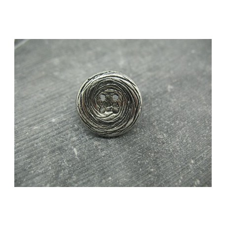 Bouton métallisé spirale argent 22mm