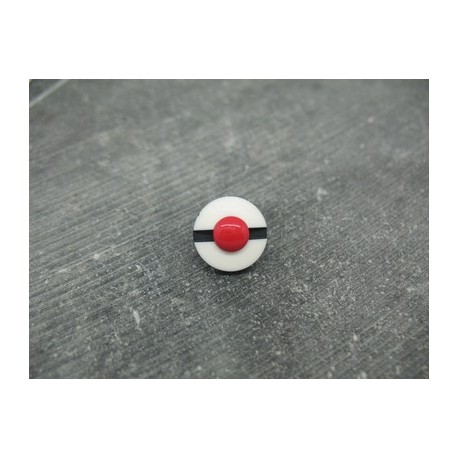 Bouton bonnet de marin blanc ponpon rouge 14mm