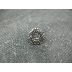 Bouton métal roue inca vieil argent 15mm