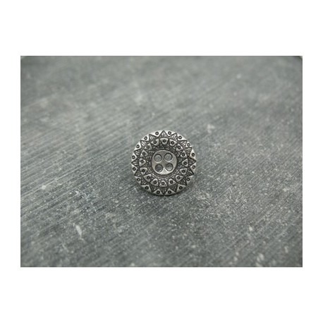 Bouton métal roue inca vieil argent 15mm