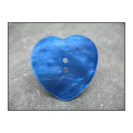 Bouton nacre coeur bleu gitane 38mm